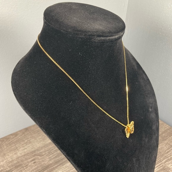 Vintage Gold Plated Butterfly Pendant Necklace 18” Gift - Picture 4 of 10